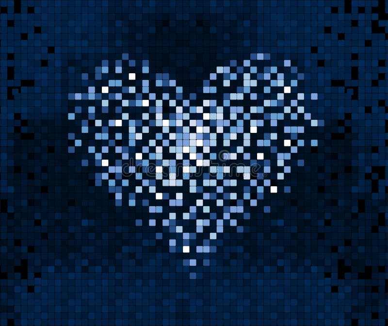 Pixel Heart on digital screen vector illustration
