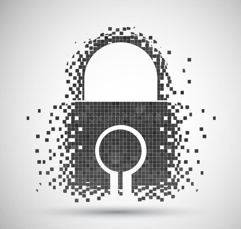 Pixel Lock on Digital Screen Stock Vector - Illustration of lock