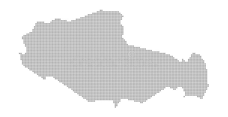 Pixel map of Tibet. Vector dotted map of Tibet isolated on white background. Abstract computer graphic of Tibet map. royalty free illustration