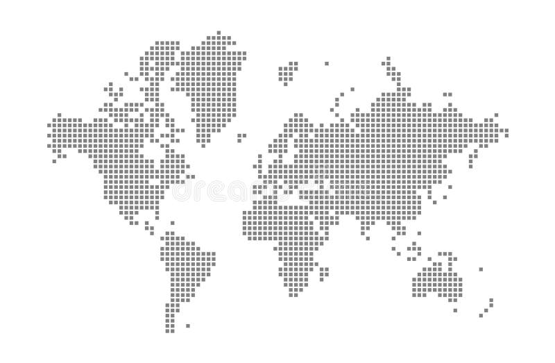 Pixel map of World. Vector dotted map of World isolated on white background. Abstract computer graphic of World map.