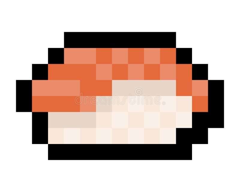 Pixel art temaki sushi, ícone vetorial de comida japonesa para