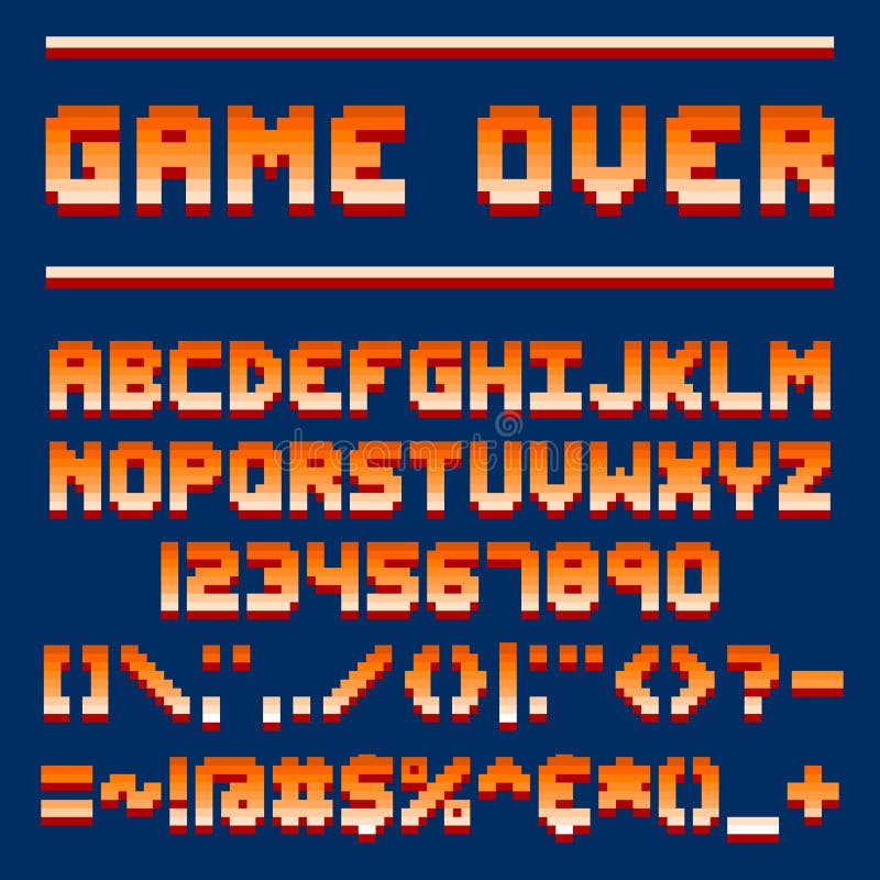 Pixel Retro Font Computer Game Design Vector Illustration Stock ...