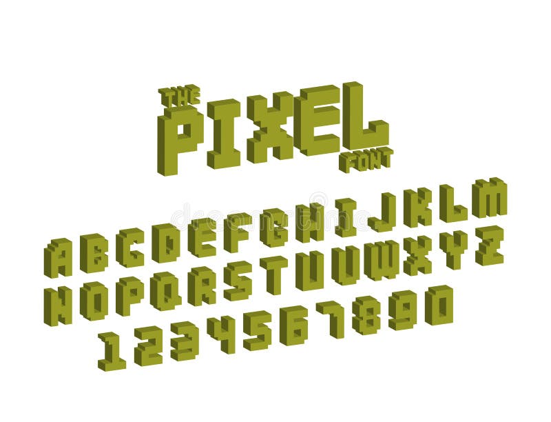 Retro Pixel Game alphabet font. Pixel script letters, numbers and  punctuations. 80s arcade video game typescript. Stock Vector