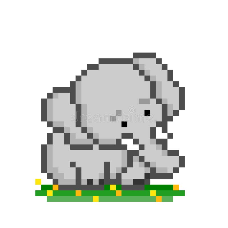 Pixel art elephant stock vector. Illustration of colors - 57556496