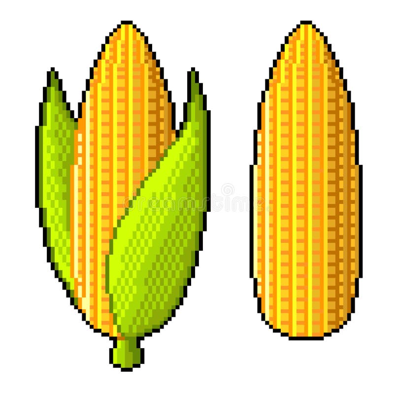 Pixel sweet corn detailed illustration isolated vector vector illustration
