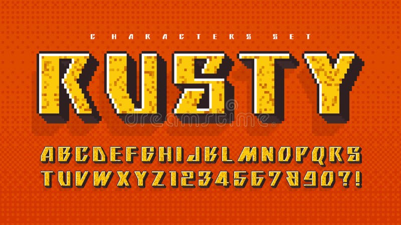 Pixel Trendy Typeset Simple Font System Computer Script Stock