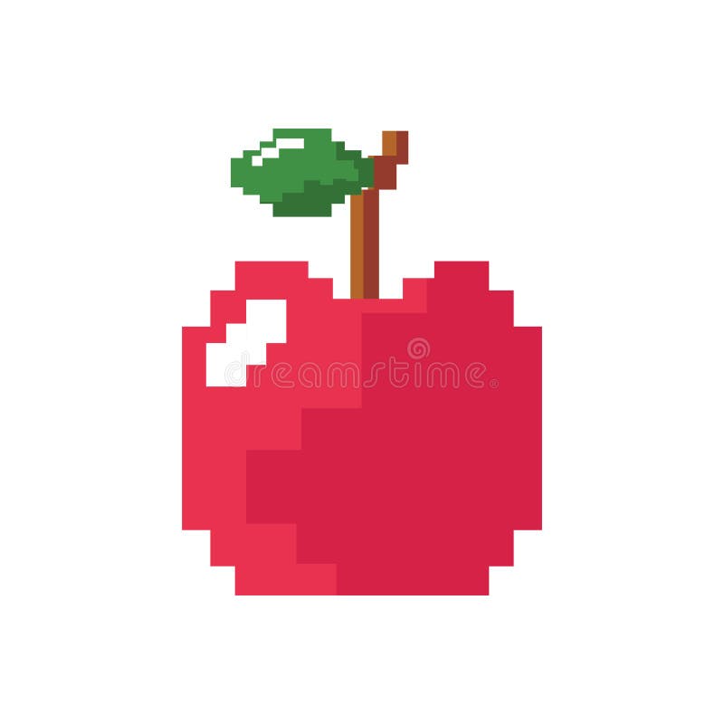 Pixel Video Game Apple Fruit Stock Vector - Illustration of vector ...