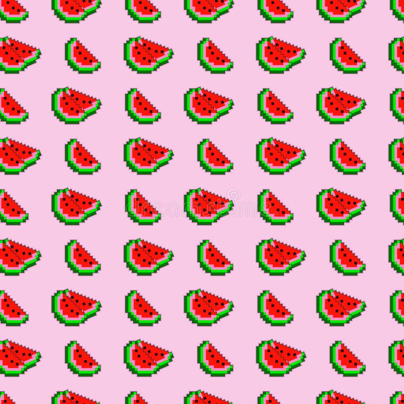 Pixel art watermelon icon 32x32 pixels Royalty Free Vector