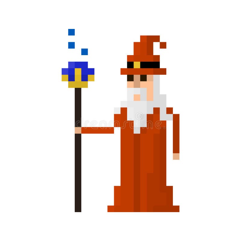 Pixel wizard stock illustration. Illustration of magician - 95957494