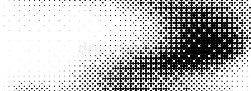 Pixelated bitmap texture cover. Black dithered pattern wallpaper. Abstract glitch gradient pattern. Wide raster halftone royalty free illustration