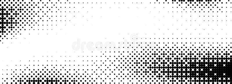 Pixelated bitmap texture overlay. Black dithered pattern wallpaper. Abstract glitch gradient pattern. Wide raster royalty free illustration