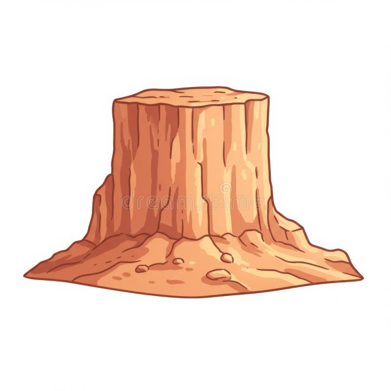 Pixelated Desert Butte Formation Landscape with Brown and Tan Layers on White vector illustration