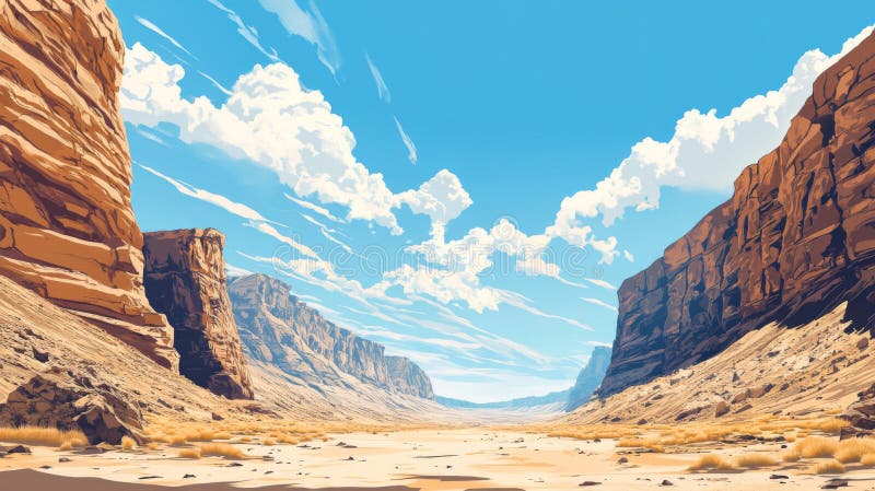 Pixelated Desert Canyon Landscape stock illustration