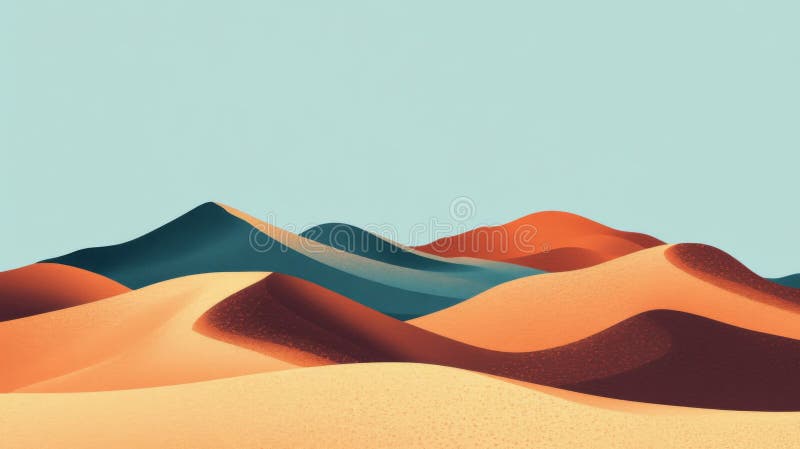 Pixelated Desert Landscape With Colorful Hills vector illustration