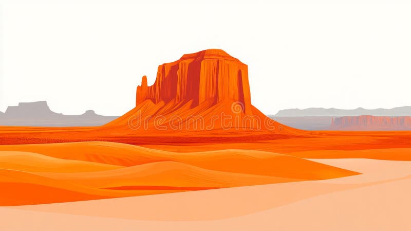 Pixelated Desert Landscape With Mesa vector illustration