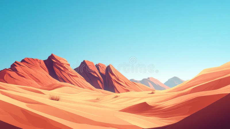 Pixelated Desert Landscape With Red Mountains royalty free illustration