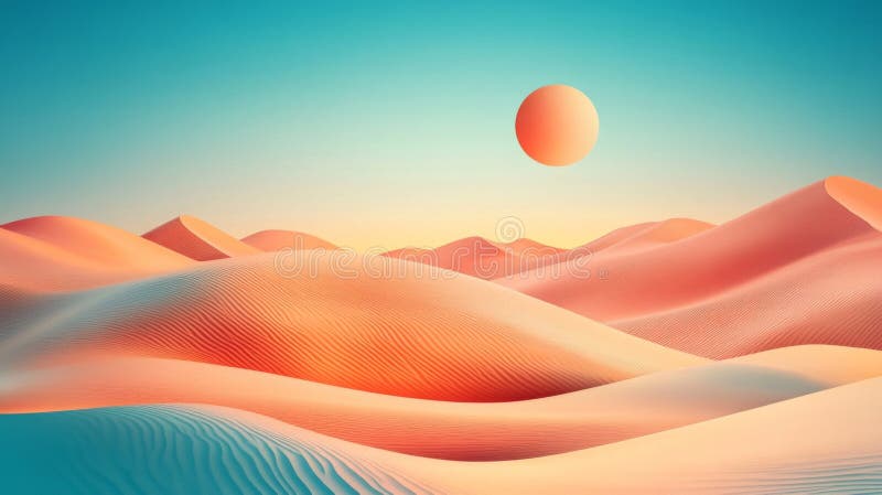 Pixelated Desert Landscape Sunset stock illustration