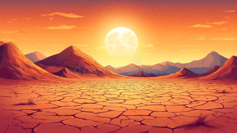 Pixelated Desert Landscape Sunset royalty free illustration