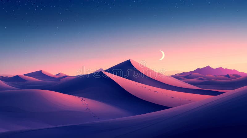 Pixelated Desert Landscape At Twilight royalty free illustration