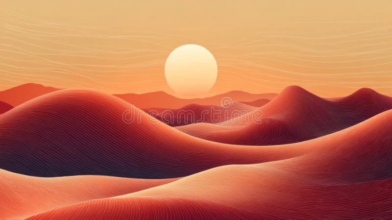 Pixelated Desert Sunset Landscape royalty free illustration