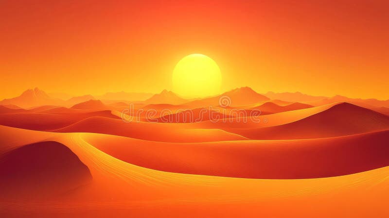 Pixelated Desert Sunset Landscape vector illustration