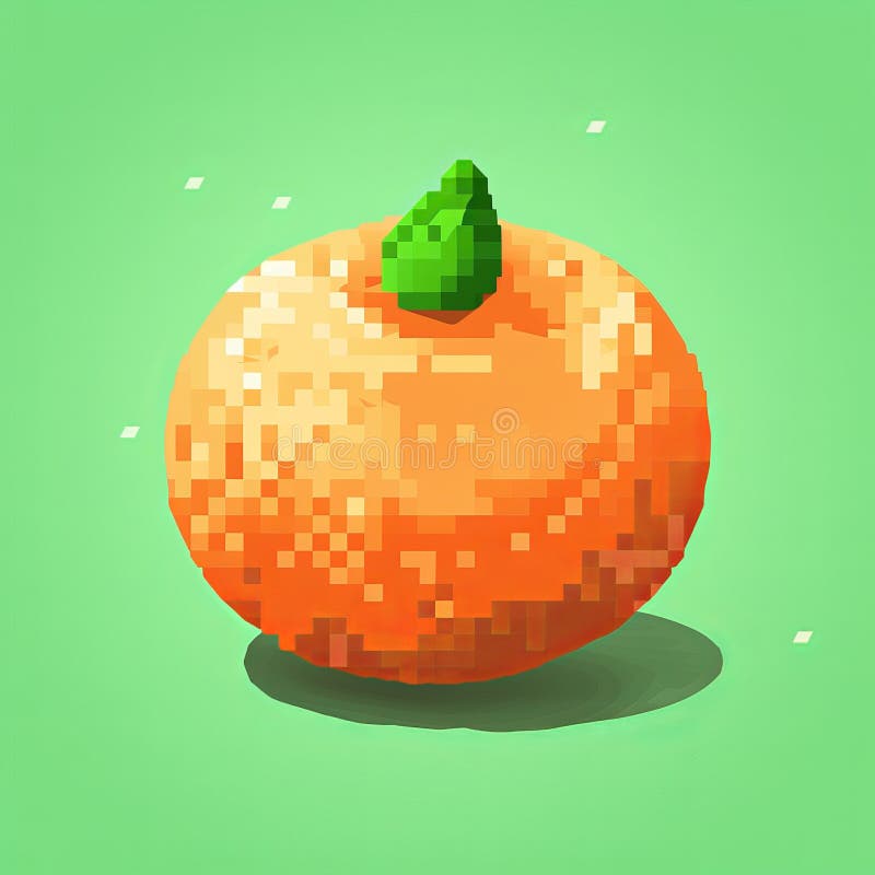 Pixelated Orange and Other Fruit Detailed Character Illustrations in