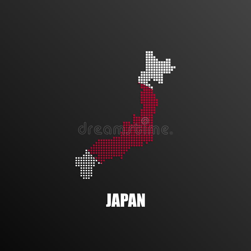 Pixelated-Karte von Japan mit Staatsflagge lizenzfreie abbildung Pixelated-Karte von Japan mit Staatsflagge lizenzfreie abbildung