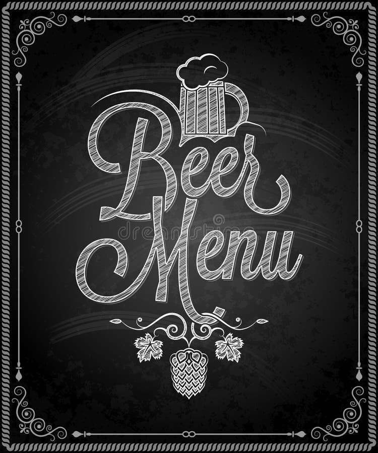 Pizarra - menú de la cerveza del marco stock de ilustración Pizarra - menú de la cerveza del marco stock de ilustración