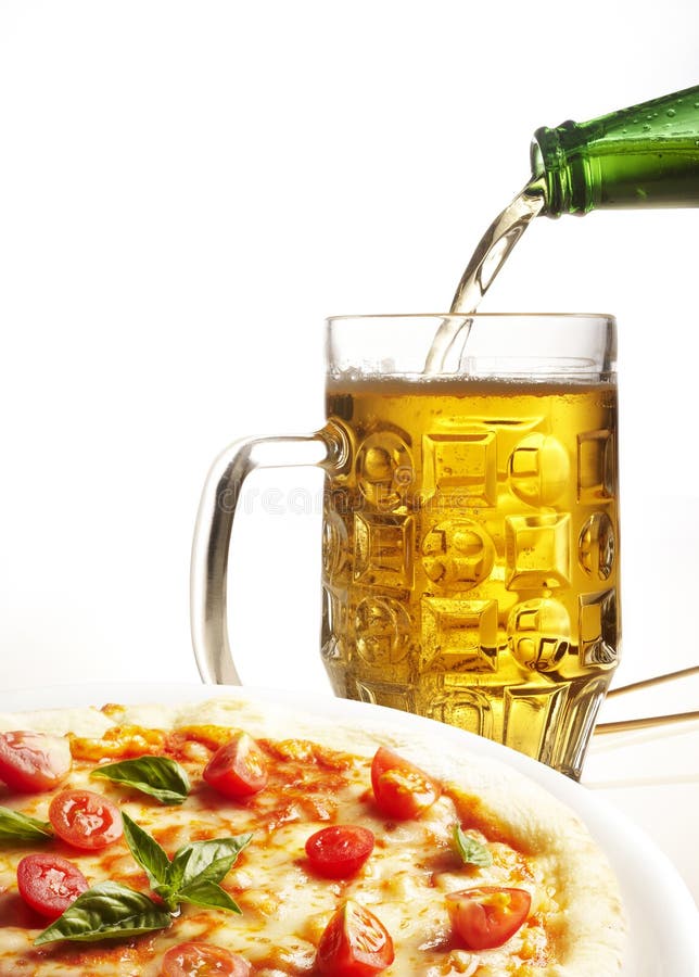 Pizza with beer