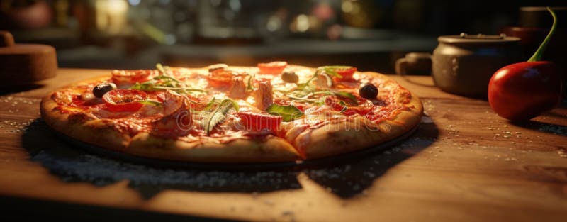 A pizza is being cooked in the heat royalty free stock photos