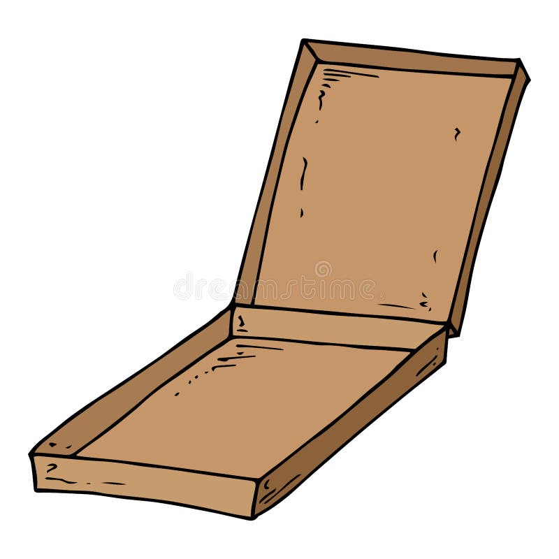 Pizza Box Icon. Vector Illustration of an Empty Pizza Box. Hand Drawn