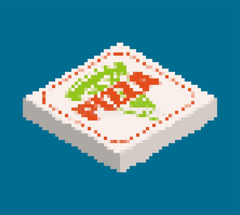 Pizza pixel art piece is pixelated fast Royalty Free Vector