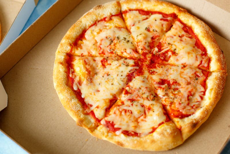 Delivery Box with Delicious Pizza Stock Photo Image of dinner