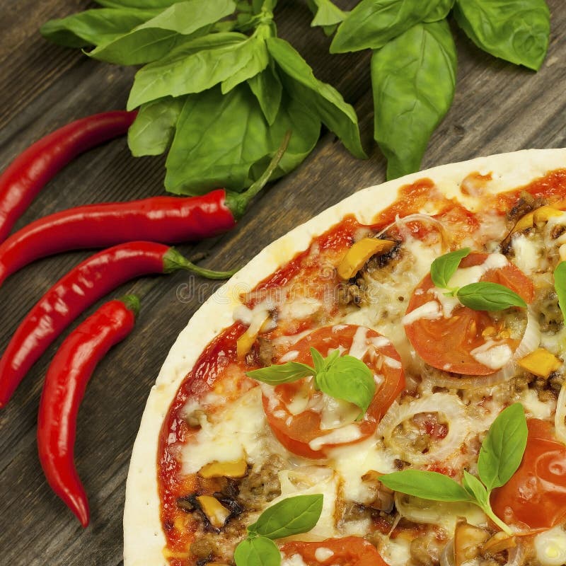 Pizza with Cheese, Pepper and Meat Stock Photo Image of rustic, pizza 36949164