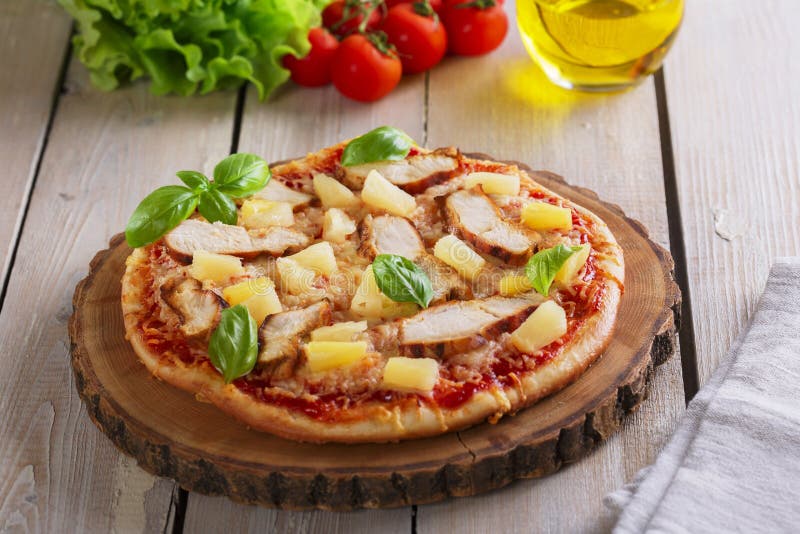 Pizza with Cheese and Pineapple Chicken Stock Image Image of pizza