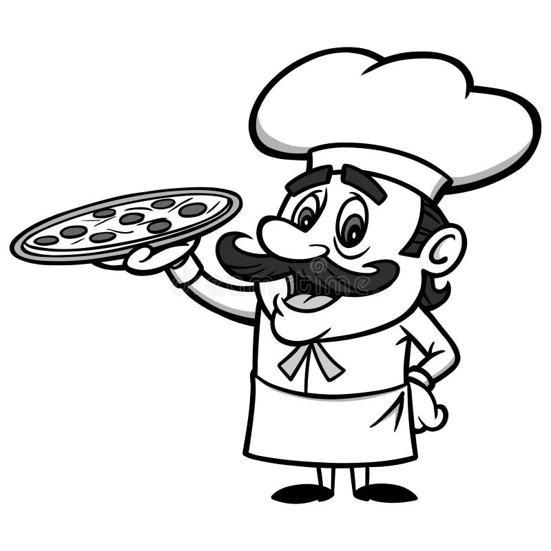 Pizza Chef Illustration stock vector. Illustration of gourmet 84884260