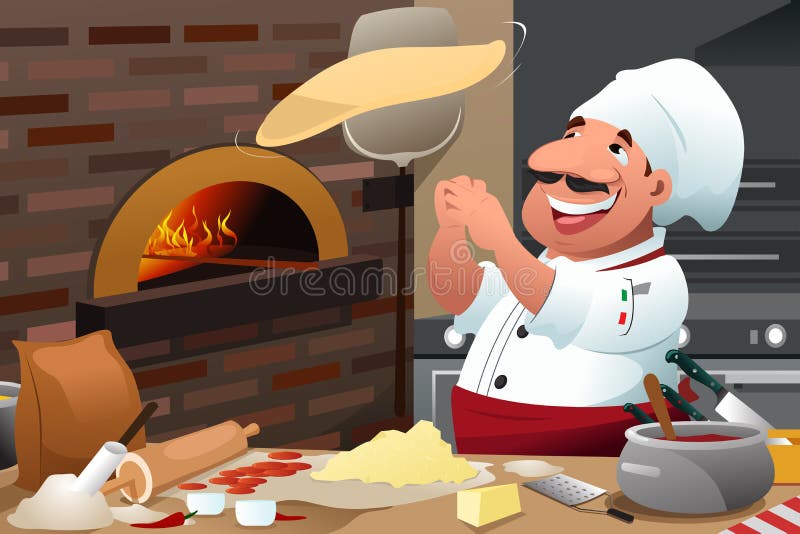 Pizza Chef Makes Pizza Dough Stock Vector Image 68334745