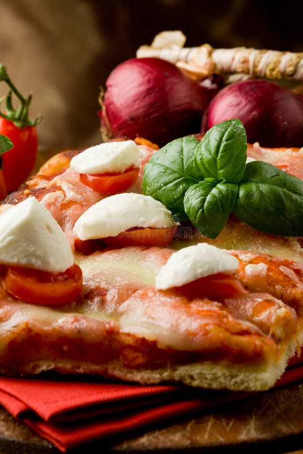 Pizza with Cherry Tomatoes and Buffalo Mozzarella