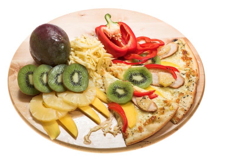 Pizza com frutas imagem de stock Pizza com frutas imagem de stock