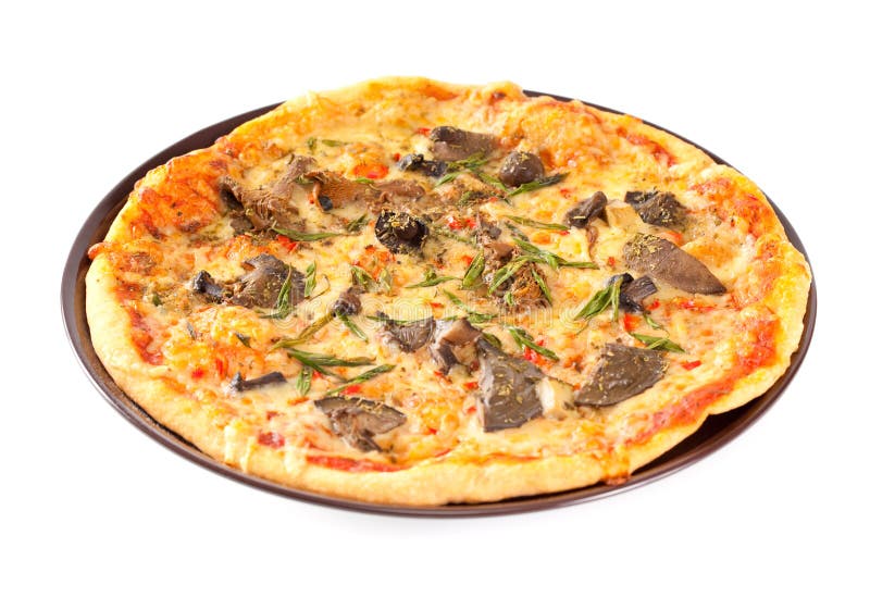 Pizza con i funghi fotografia stock. Immagine di crosta 10434380