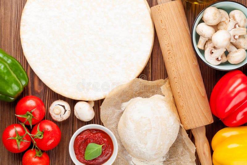 Pizza cooking ingredients stock image. Image of copyspace 53353803