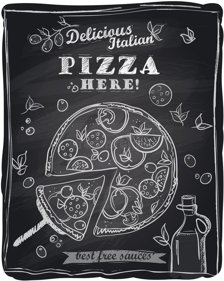 Pizza de craie avec la tranche découpée. illustration de vecteur Pizza de craie avec la tranche découpée. illustration de vecteur