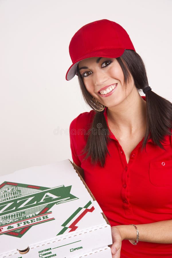 Driver Red Uniform Brings Food Pizza Delivery Stock Image Image 21663423