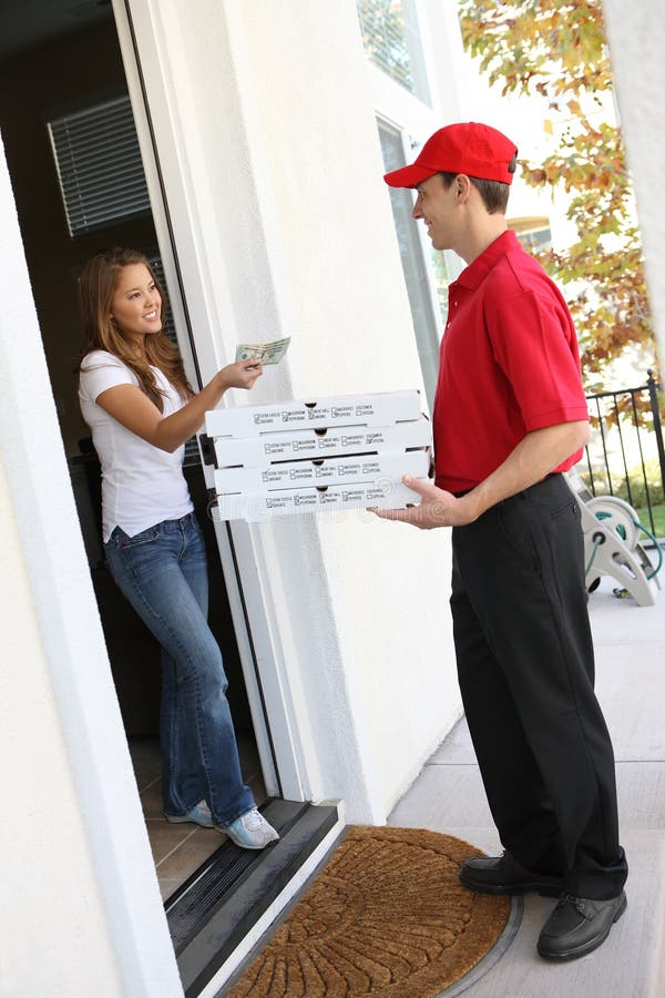 Pizza Delivery Man stock photo. Image of colorful, combo 7593304
