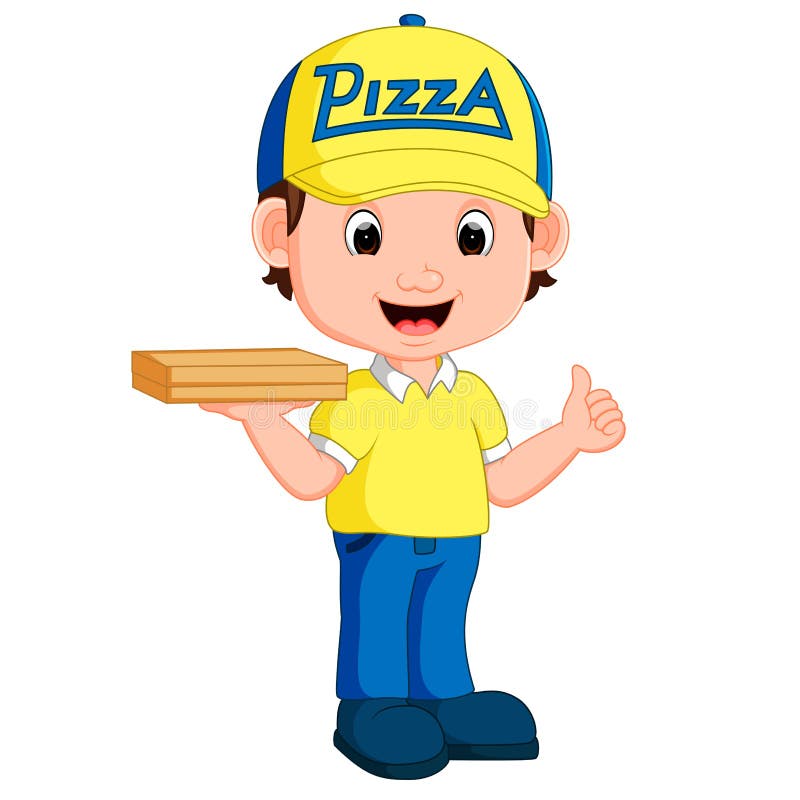 Pizza delivery man cartoon stock vector. Illustration of service 90164161