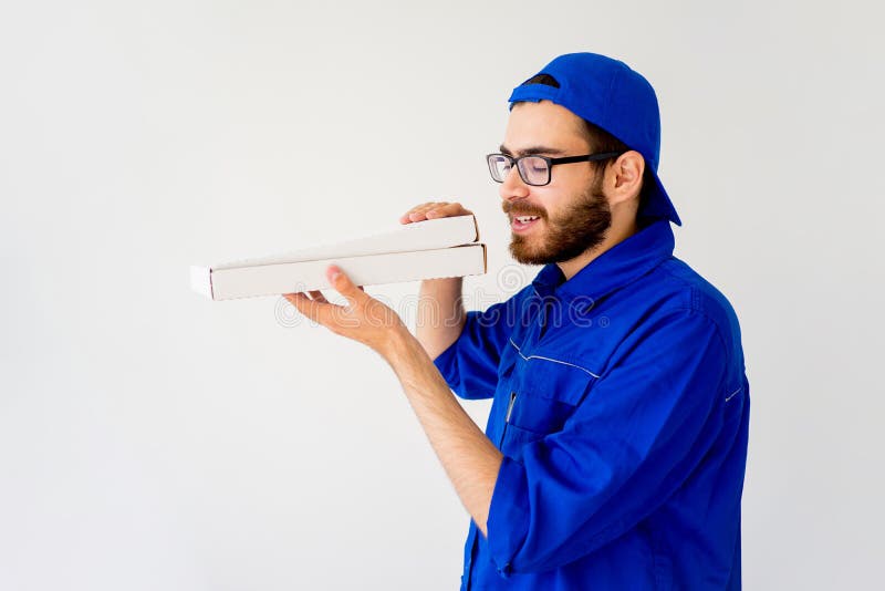 Pizza delivery man stock image