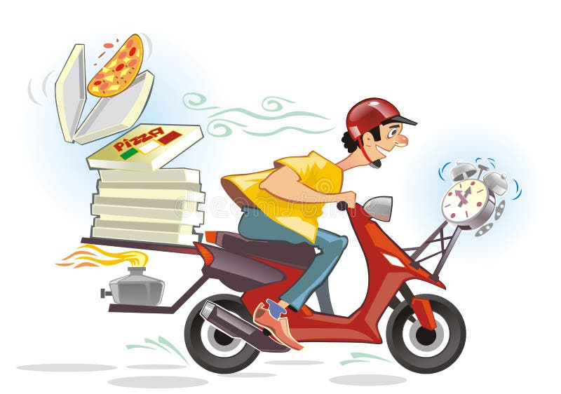 Pizza Delivery Service Cartoon Stock Vector Illustration of primus