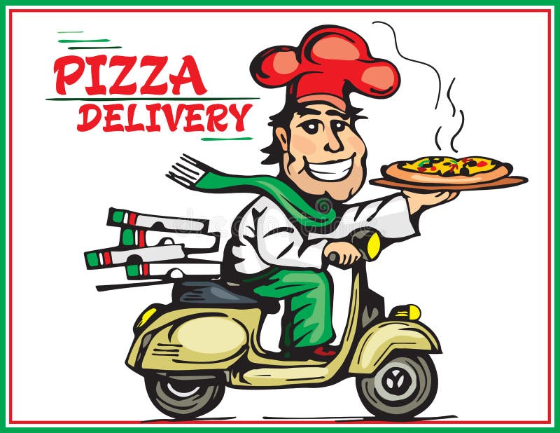 Pizza Delivery. Cartoon Pizza Boy Stock Vector - Illustration of person,  chef: 110596227