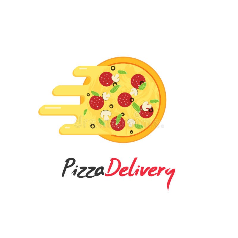 Pizza Delivery Vector Logo Isolated on White Background Stock Vector