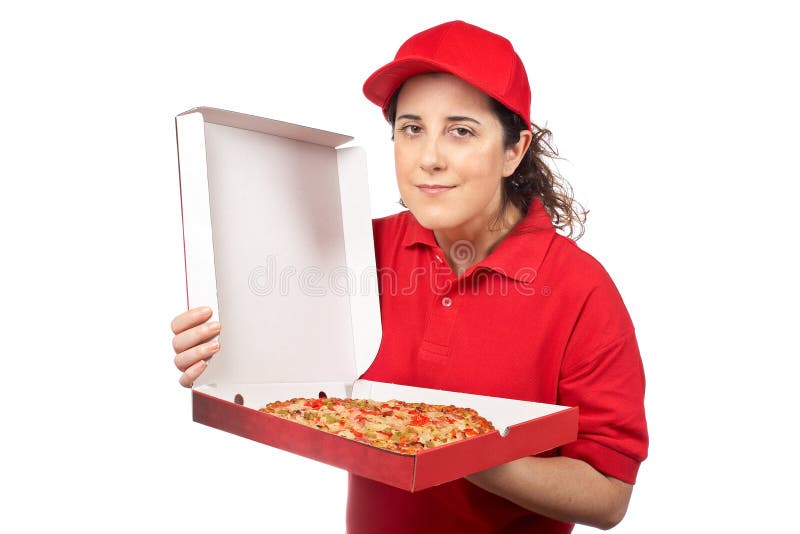 Pizza delivery woman stock photo. Image of consume, girl 5713890